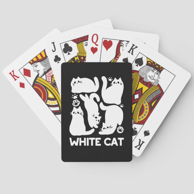 White Kitten Silhouettes - Cute Feline Design Poker Cards (Back)