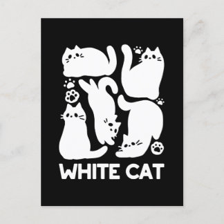 White Kitten Silhouettes - Cute Feline Design Postcard