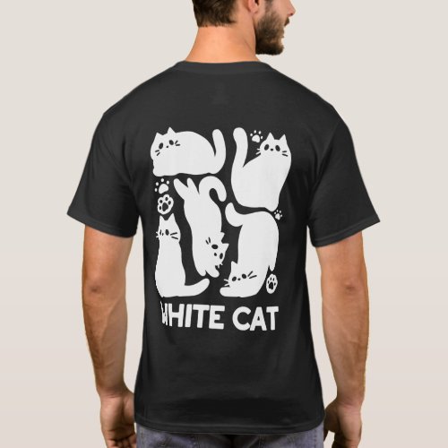 White Kitten Silhouettes _ Cute Feline Design T_Shirt