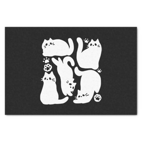 White Kitten Silhouettes _ Cute Feline Design Tissue Paper