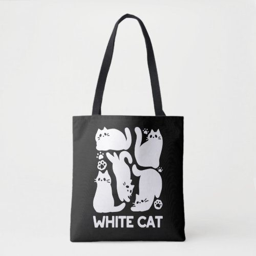 White Kitten Silhouettes _ Cute Feline Design Tote Bag