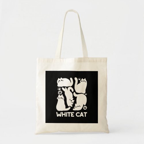 White Kitten Silhouettes _ Cute Feline Design Tote Bag