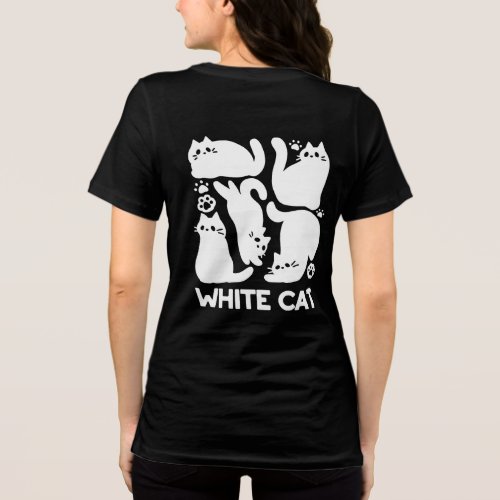 White Kitten Silhouettes _ Cute Feline Design Tri_Blend Shirt