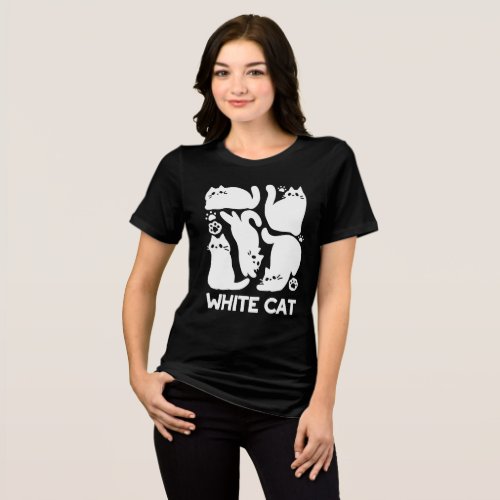 White Kitten Silhouettes _ Cute Feline Design Tri_Blend Shirt