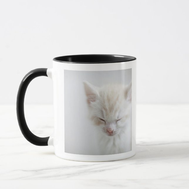 White Kitten Sleeping Mug (Left)