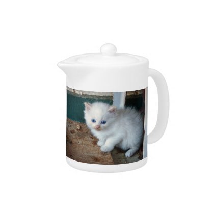 White Kitten Teapot