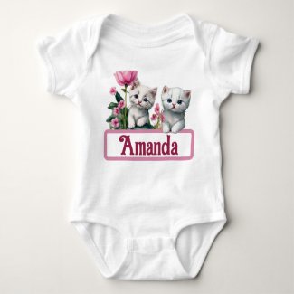 White Kittens Pink flower custom name