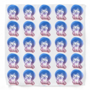 white kitty cartoon style illustration bandana