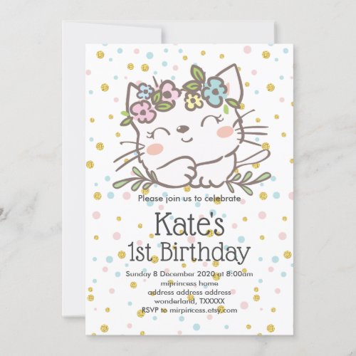 white kitty cat kitten animals invitation