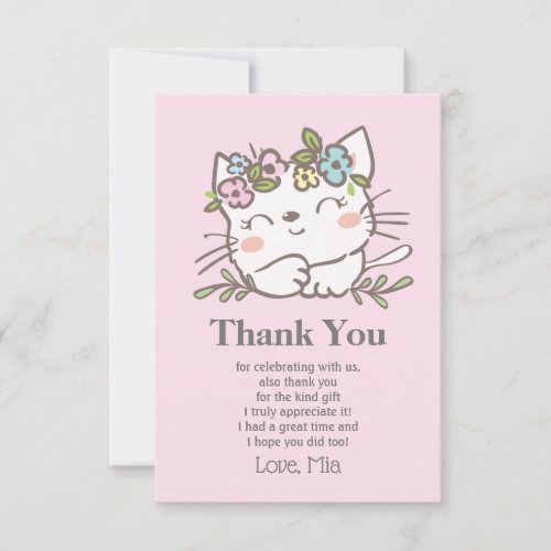 white kitty cat kitten animals thank you card