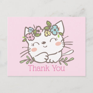 white kitty cat, kitten, animals thank you card