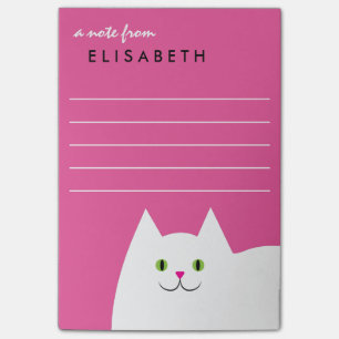 White Kitty Cat Pink Post-it Notes