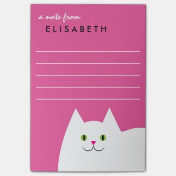 White Kitty Cat Pink Post-it Notes by DoodleDeDoo at Zazzle