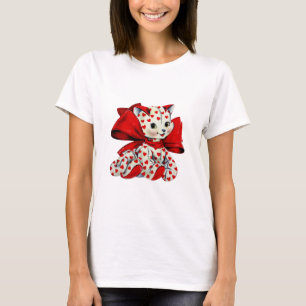 White kitty Cat With hearts Vintage Valentines Art T-Shirt
