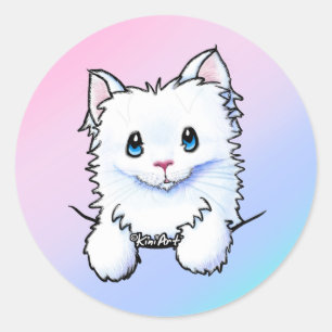 White Kitty Classic Round Sticker