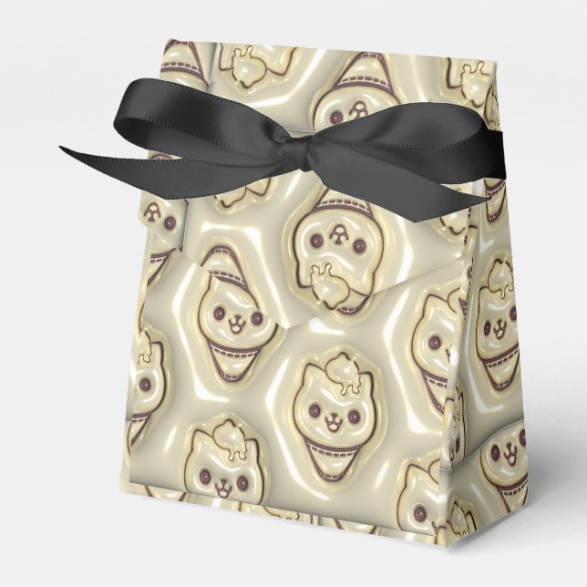 White Kitty Ice Cream Cone  Favor Boxes (Front Side)