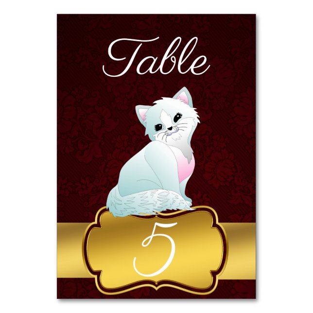 White kitty table number (Front)