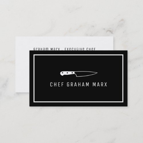 White Knife Modern Gourmet Chef Cooking Business Card