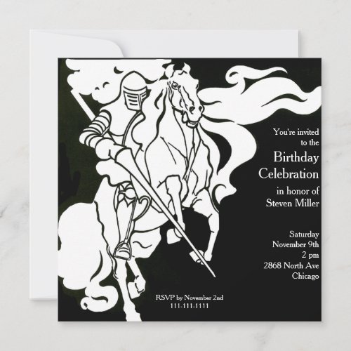 White Knight Birthday Invitation