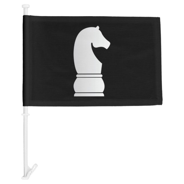 White knight chess piece car flag (Front)
