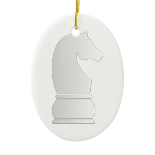 White knight chess piece ceramic ornament