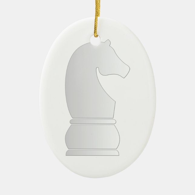 White knight chess piece ceramic ornament (Front)