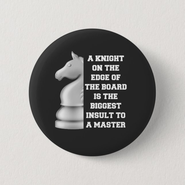 White Knight Chess Strategy Power Wisdom Master Button (Front)