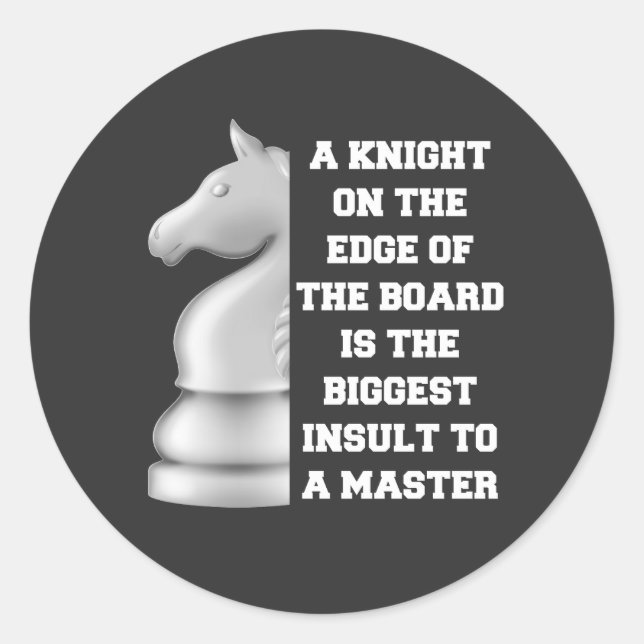 White Knight Chess Strategy Power Wisdom Master Classic Round Sticker (Front)