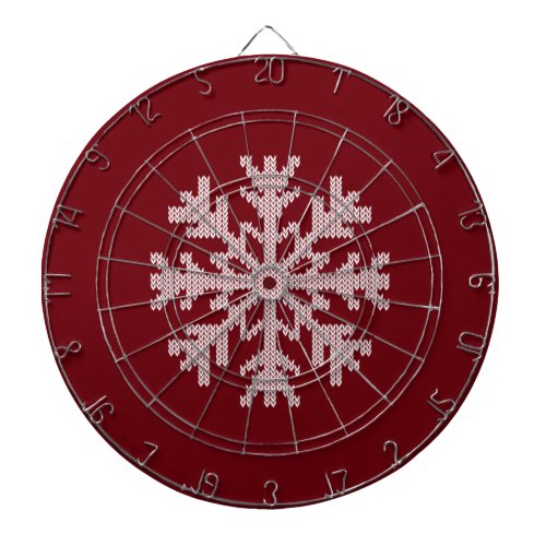 White Knit Snowflake in Holiday Burgundy Red Wine Dart Board