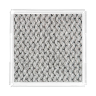 White knitted wool texture, close-up photo. acrylic tray