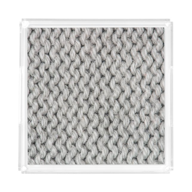 White knitted wool texture, close-up photo. acrylic tray (Front)