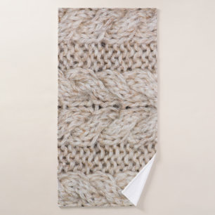 White knitting wool texture background. bath towel