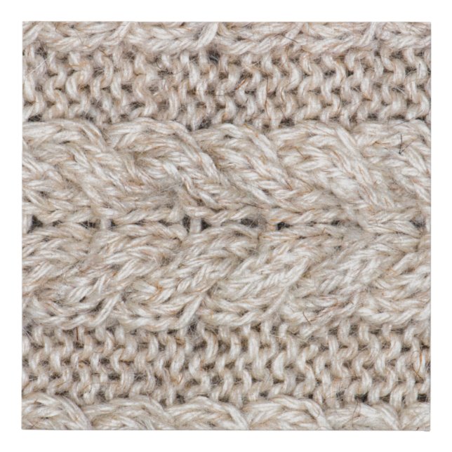 White knitting wool texture background. faux canvas print (Front)
