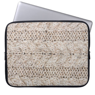 White knitting wool texture background. laptop sleeve