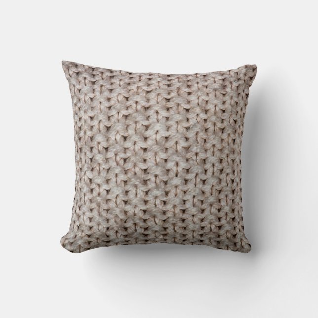 White knitting wool texture background. throw pillow (Front)