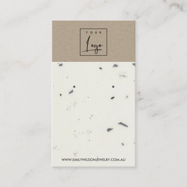 WHITE KRAFT TERRAZZO STUD EARRING DISPLAY CARD (Front)