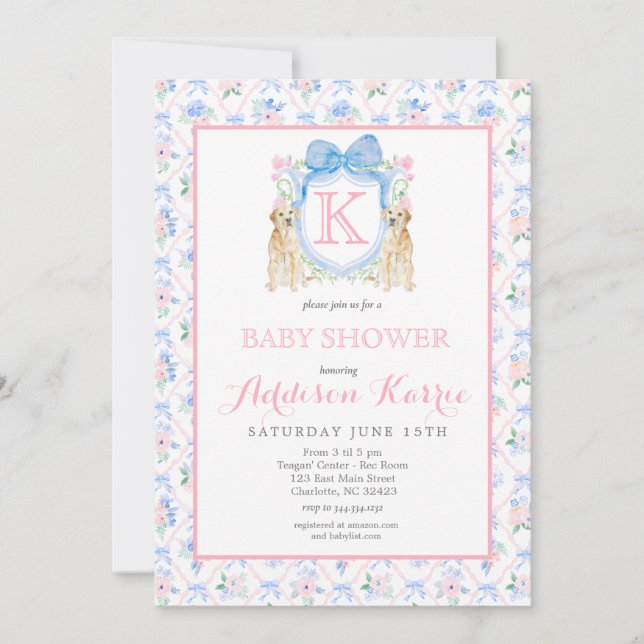 White Lab Dog Baby Shower Invitation (Front)