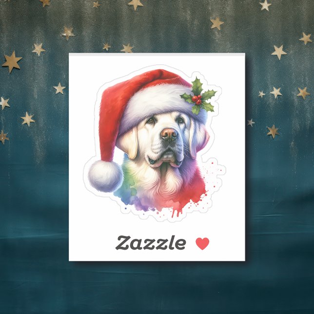 White Lab in Santa Hat Christmas Sticker (Creator Uploaded)