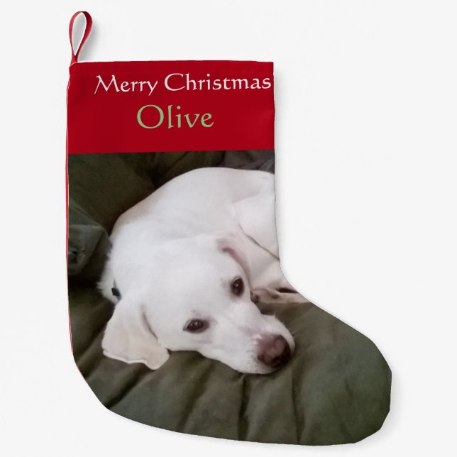 White Lab Mix Dog Cute Small Christmas Stocking (Front)