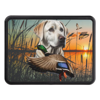 White Labrador Duck Hunting Hitch Cover