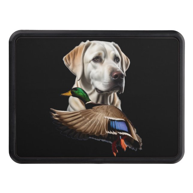 White Labrador Duck Hunting Hitch Cover (Front)
