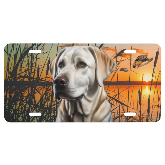 White Labrador License Plate, Duck Hunting License Plate (Front)