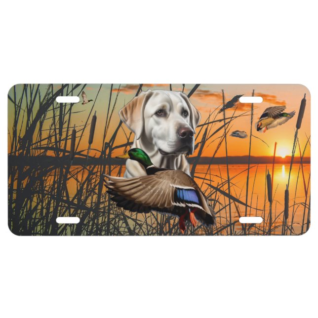 White Labrador License Plate, Duck Hunting License Plate (Front)
