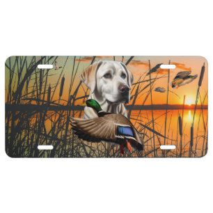 White Labrador License Plate, Duck Hunting Plate