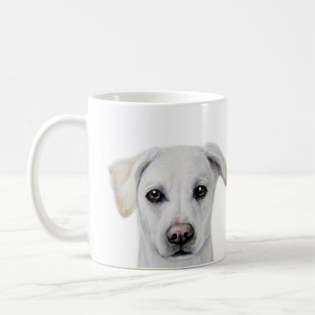 White Labrador painting by miart Coffee Mug (Left)