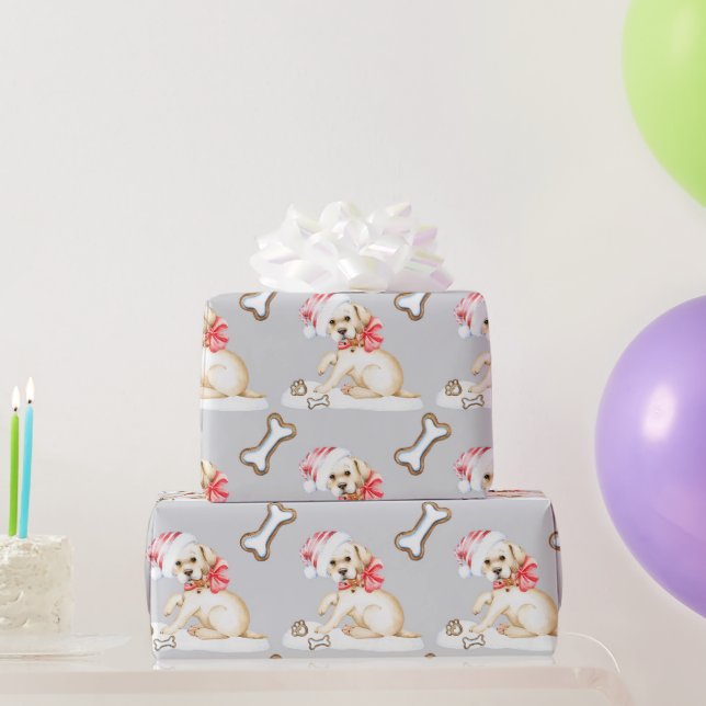 White Labrador Puppy Christmas Wrapping Paper (Party Gifts)