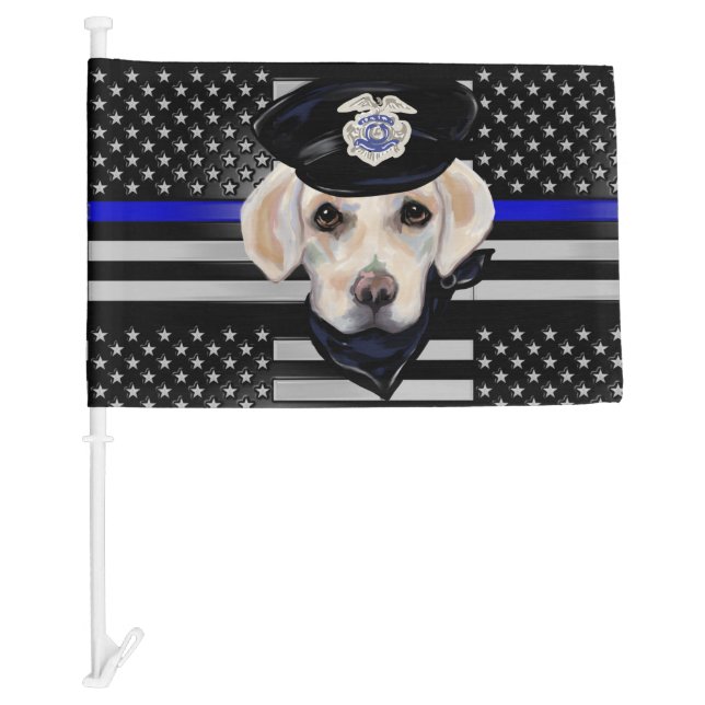 WHITE LABRADOR RETRIEVER CAR FLAG (Front)