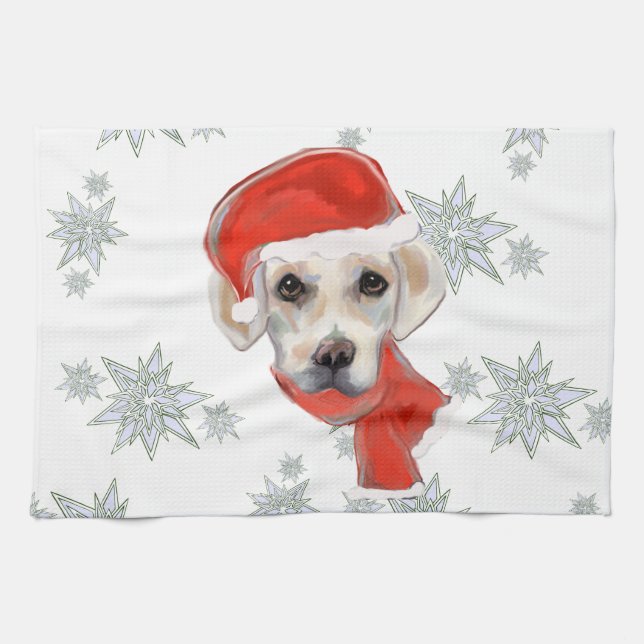White Labrador Retriever Kitchen Towel (Horizontal)