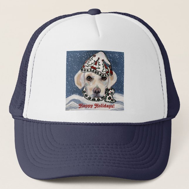WHITE LABRADOR RETRIEVER  TRUCKER HAT (Front)