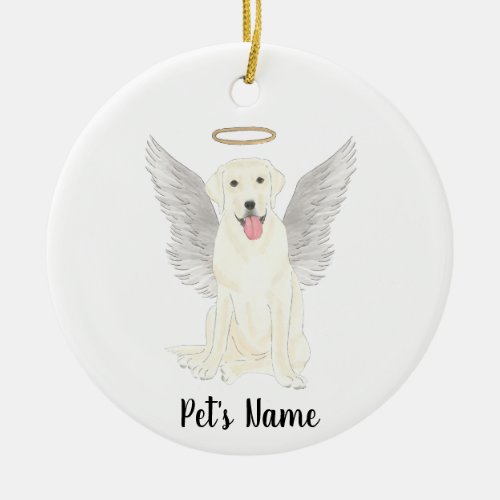 White Labrador Sympathy Memorial Ceramic Ornament